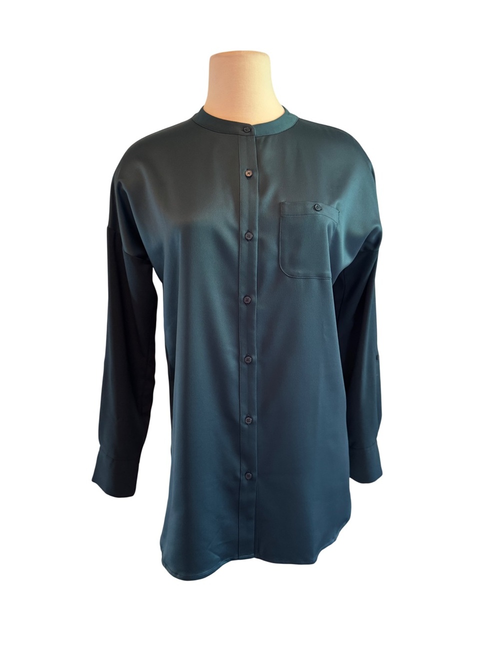 Lysse’ Teal Button-Front‎ Long Sleeve Blouse